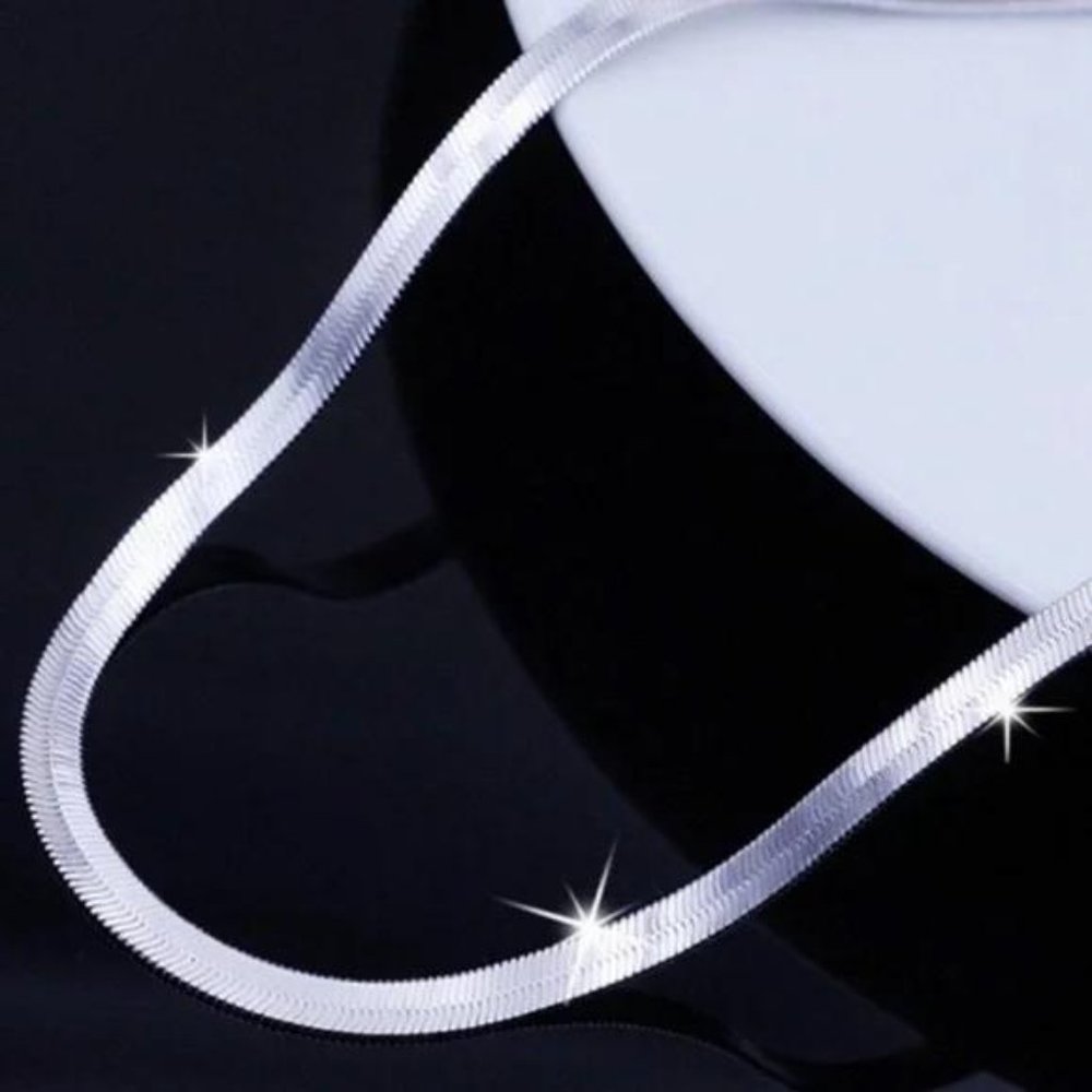 NEW “20” 925 STERLING SILVER SNAKE FLATE NECKLACE - Picture 6 of 7